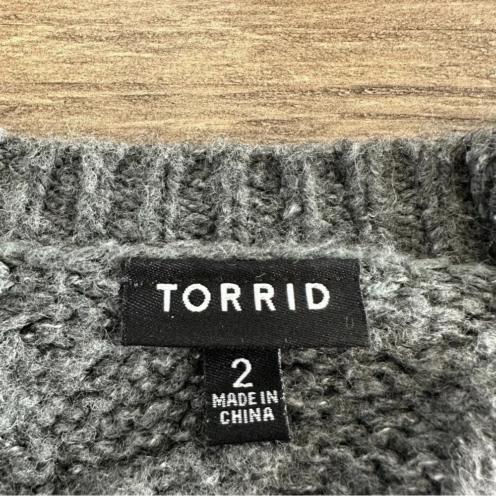 Torrid plus size‎ 2 2X Gray Cable Cardigan Sweater Grandpa Grey Wool Blend Cozy